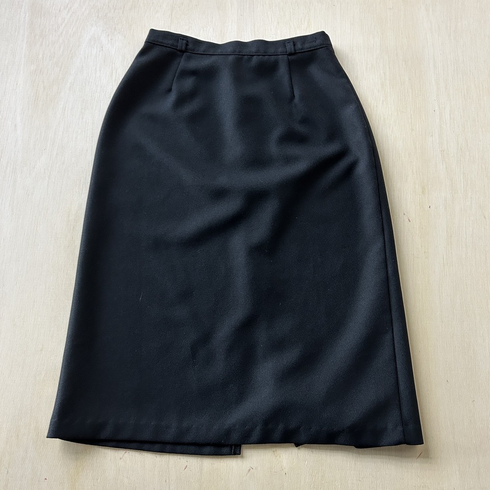 Black Pencil Skirt Womens Medium Midi Elastic Waist Slit Workwear Career Office